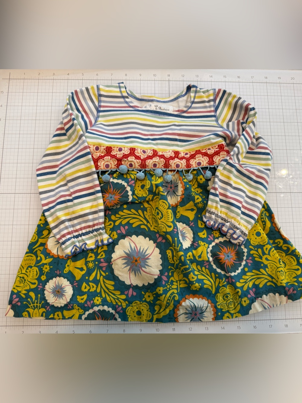 Baxter & Beatrice Floral & Striped Children's Top in Pastel Rainbow